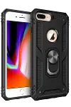 Apple iPhone 7 Plus Kılıf Sofya Yüzüklü Silikon Kapak - Siyah-1
