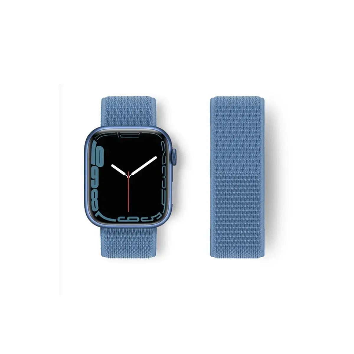 Apple Watch 42mm Hasırlı Cırtcırtlı Kordon - Mavi