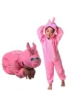 Çocuk Tavşan Kostümü Pembe Renk 2-3 Yaş 80 Cm-1