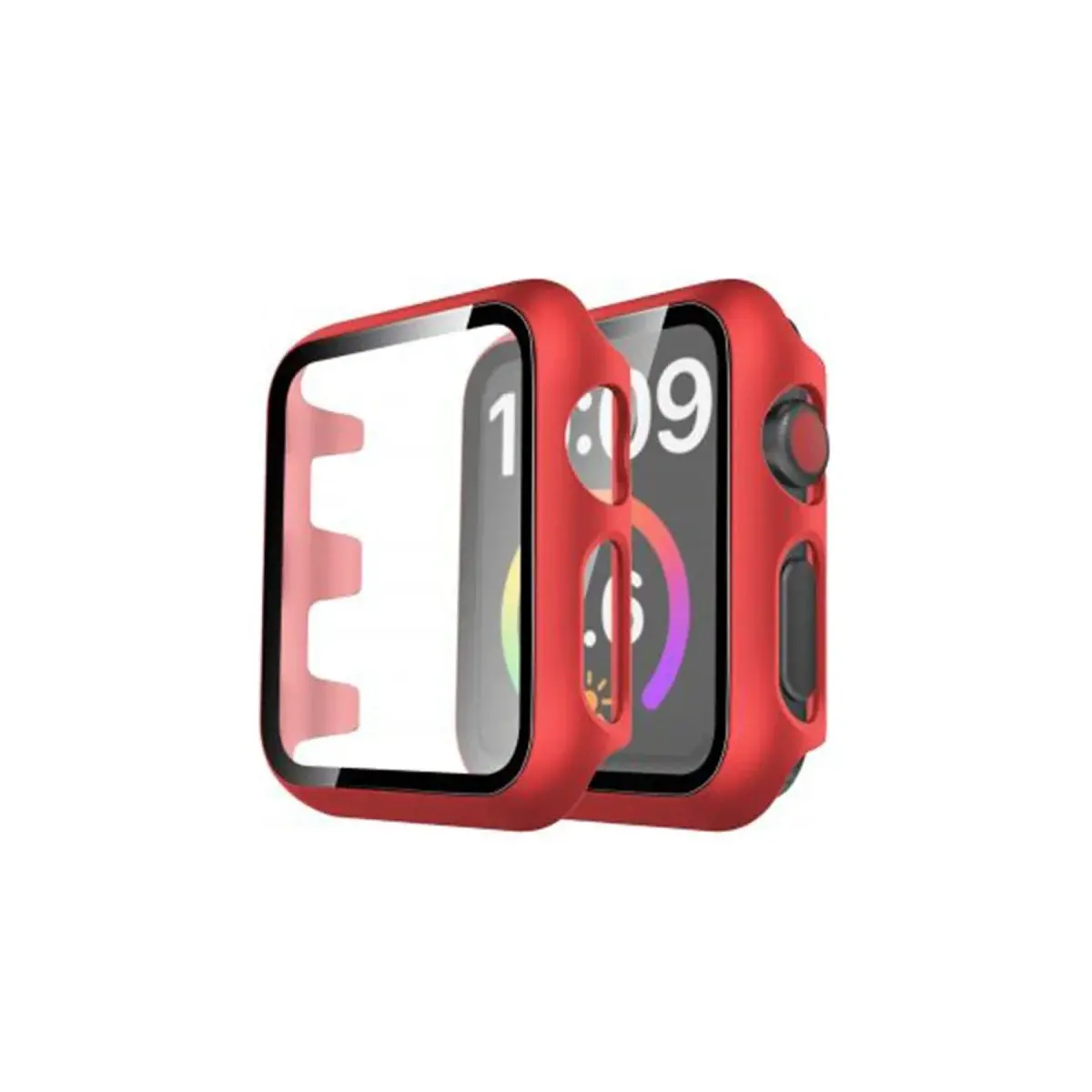 Apple Watch 40mm Camlı Kasa Ekran Koruyucu - Kırmızı