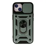 Apple İphone 14 Kılıf Pars Lens Yüzüklü Silikon - Yeşil-1
