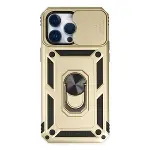 Apple İphone 14 Pro Kılıf Pars Lens Yüzüklü Silikon - Gold-1