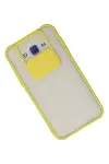 Samsung Galaxy J7 Kılıf Palm Buzlu Kamera Sürgülü Silikon - Sarı-3