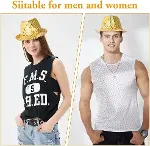 Disko Altın Gold Payetli Fötr Şapka Yetişkin Boy-3