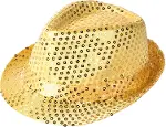 Disko Altın Gold Payetli Fötr Şapka Yetişkin Boy-1