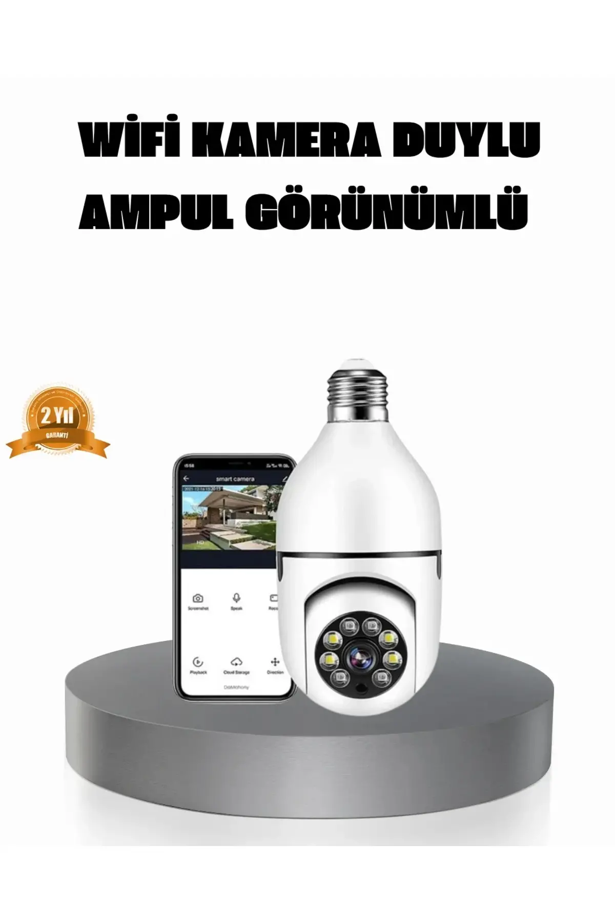 360° Akıllı Güvenlik Kamerası – Duya Takılabilir, Wi-Fi Bağlantılı, Hareket Sensörlü