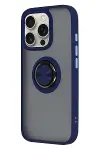 Apple iPhone 16 Pro Kılıf Montreal Yüzüklü Silikon Kapak - Lacivert-2