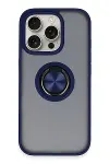Apple iPhone 16 Pro Kılıf Montreal Yüzüklü Silikon Kapak - Lacivert-1