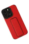Apple iPhone 13 Pro Kılıf Mega Standlı Silikon - Kırmızı-2