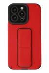 Apple iPhone 13 Pro Kılıf Mega Standlı Silikon - Kırmızı-1