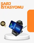 4’ü 1 Arada Kablosuz Şarj İstasyonu LED Saat Ekranlı, Akıllı Güvenlik Koruması-1