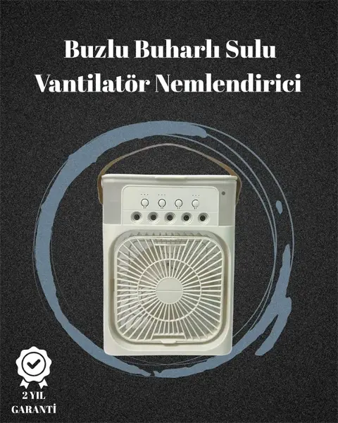 USB Bağlantılı 3'ü 1 Arada Nemlendirici Mini Klima Fan | 7 Renk Işıklı