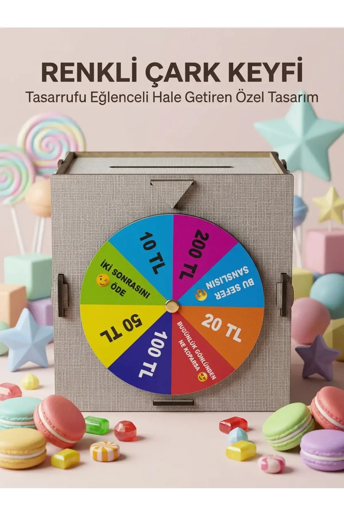 Birikim Kutusu Şans Çarklı Tasarruf Oyunu Eğlenceli Hedef Kumbarası