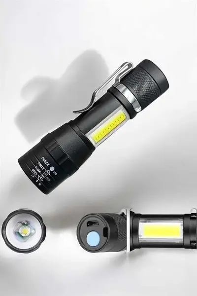 El Feneri Led USB Şarjlı Zoom Mini Led Işık Acil Durum Feneri