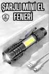 El Feneri Led USB Şarjlı Zoom Mini Led Işık Acil Durum Feneri-2