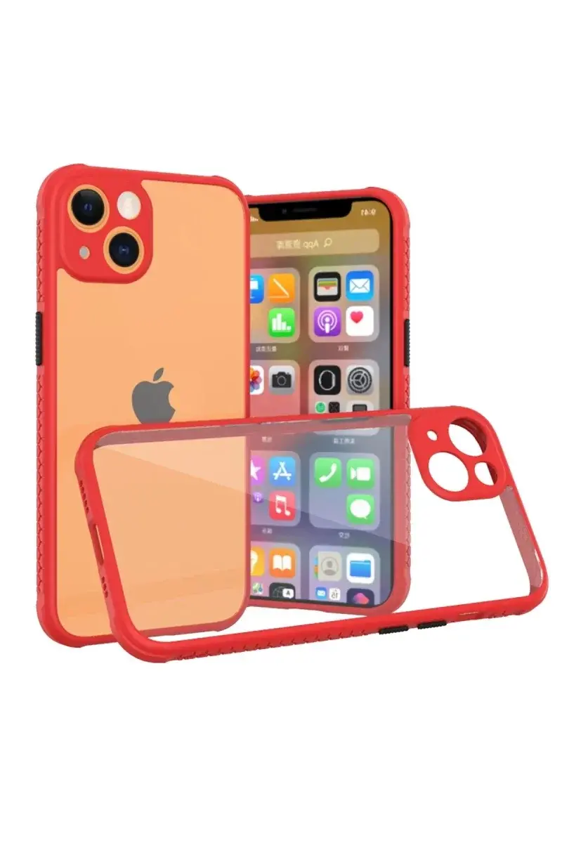 Apple iPhone 13 Mini Kılıf a Şeffaf Silikon - Kırmızı