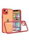 Apple iPhone 13 Mini Kılıf a Şeffaf Silikon - Kırmızı-1