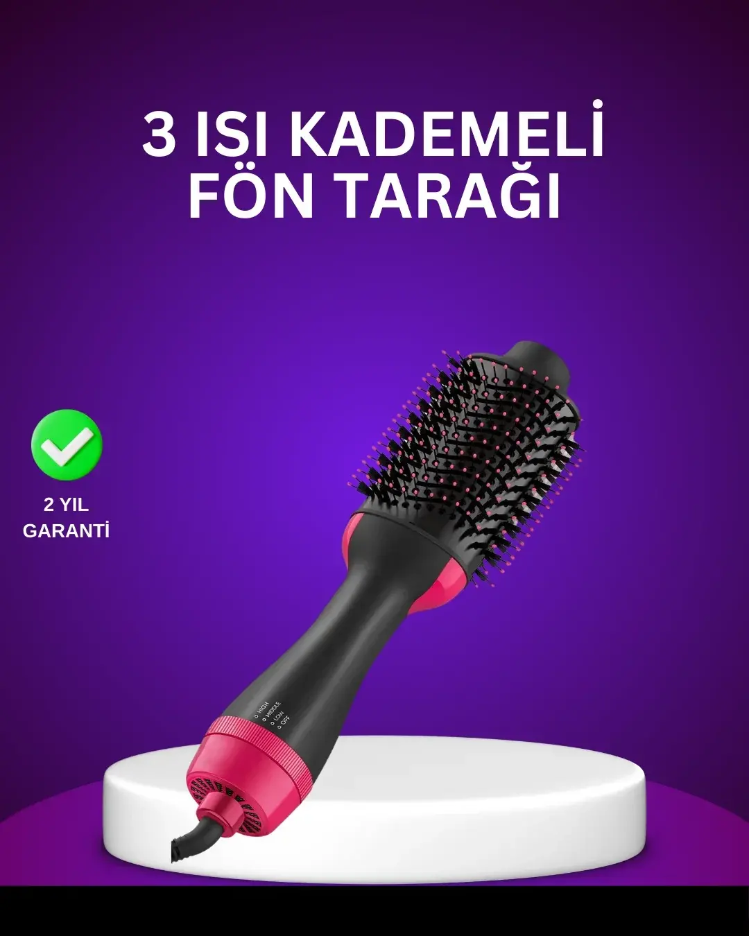 Negatif İyon Teknolojili Saç Kurutma ve Şekillendirme Fırçası
