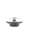 Gri 7 Parça Granit Tencere - Tava Seti 20-24CM Derin - 27CM Basık Cam Kapak Tencere - 26CM Tava-2