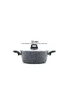 Gri 7 Parça Granit Tencere - Tava Seti 20-24CM Derin - 27CM Basık Cam Kapak Tencere - 26CM Tava-3