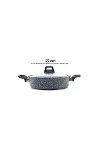 Gri 7 Parça Granit Tencere - Tava Seti 20-24CM Derin - 27CM Basık Cam Kapak Tencere - 26CM Tava-4