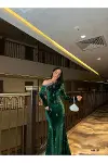 Kadın Minimal Tasarım Tek Omuz Tek Kol Elbise-2