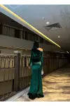 Kadın Minimal Tasarım Tek Omuz Tek Kol Elbise-4