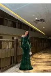 Kadın Minimal Tasarım Tek Omuz Tek Kol Elbise-1