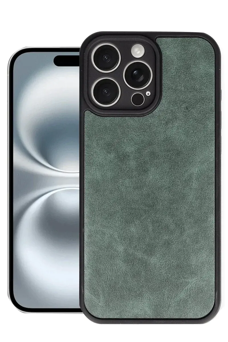 Apple iPhone 16 Pro Kılıf Aras Deri Kapak - Koyu Yeşil