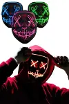 Led Işıklı Neon Maske Cadılar Bayramı Maskesi Korkunç Korku Maskesi-4