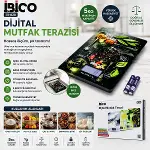 Cam Mutfak Tartısı Terazi Lcd Ekran 5KG/1GR Pilli Gr/oz/ml/ıb Ölçüm İ11-028-2