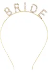 Altın Gold Renk Bekarlığa Veda Kristal Taş Bride Tacı İthal 16x10 Cm-2