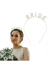 Altın Gold Renk Bekarlığa Veda Kristal Taş Bride Tacı İthal 16x10 Cm-1
