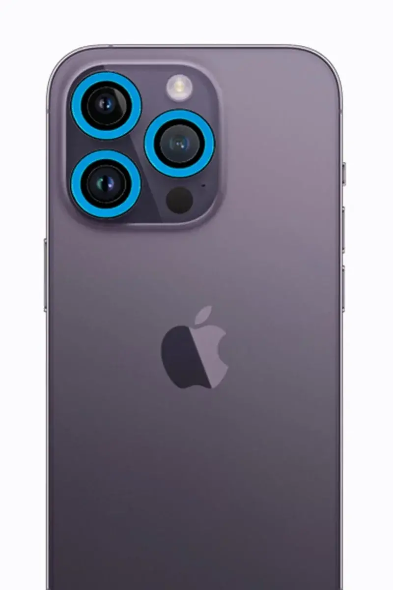 Apple iPhone 12 Pro Max Neon Fosforlu Kamera Lens - Mavi