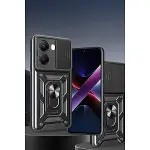 Xiao Poco X7 Pro Kılıf Pars Lens Yüzüklü Silikon - Siyah-2