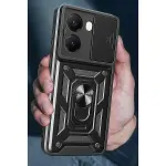 Xiao Poco X7 Pro Kılıf Pars Lens Yüzüklü Silikon - Siyah-4