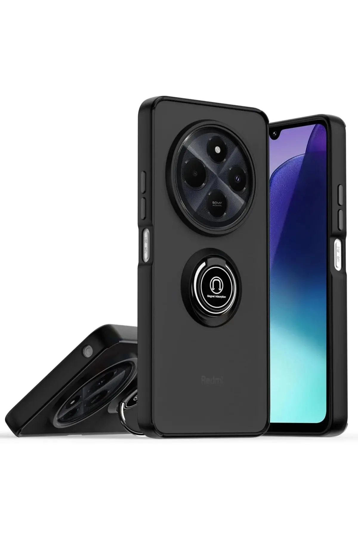 Realme C75 4g Kılıf Montreal Yüzüklü Silikon Kapak - Siyah