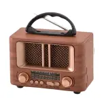 Küçük Mini Boy Retro Ahşap Tasarım Bluetooth Hoparlörlü Radyo – FM/AM Destekli, Şarjlı ve Taşınabili-3