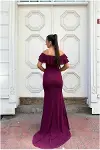 Kadın Modern Stil Krep Kumaş Straplez Yırtmaçlı Abiye Elbise-4