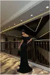 Kadın Modern Stil Krep Kumaş Straplez Yırtmaçlı Abiye Elbise-8