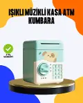 Çocuklar İçin Su Yeşili ATM Kasa Tasarımlı Şifreli Kumbara-1
