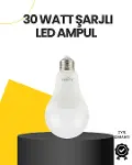 Yüksek Işık Güçlü Şarjlı LED Ampul E27 30W Enerji Tasarruflu-1