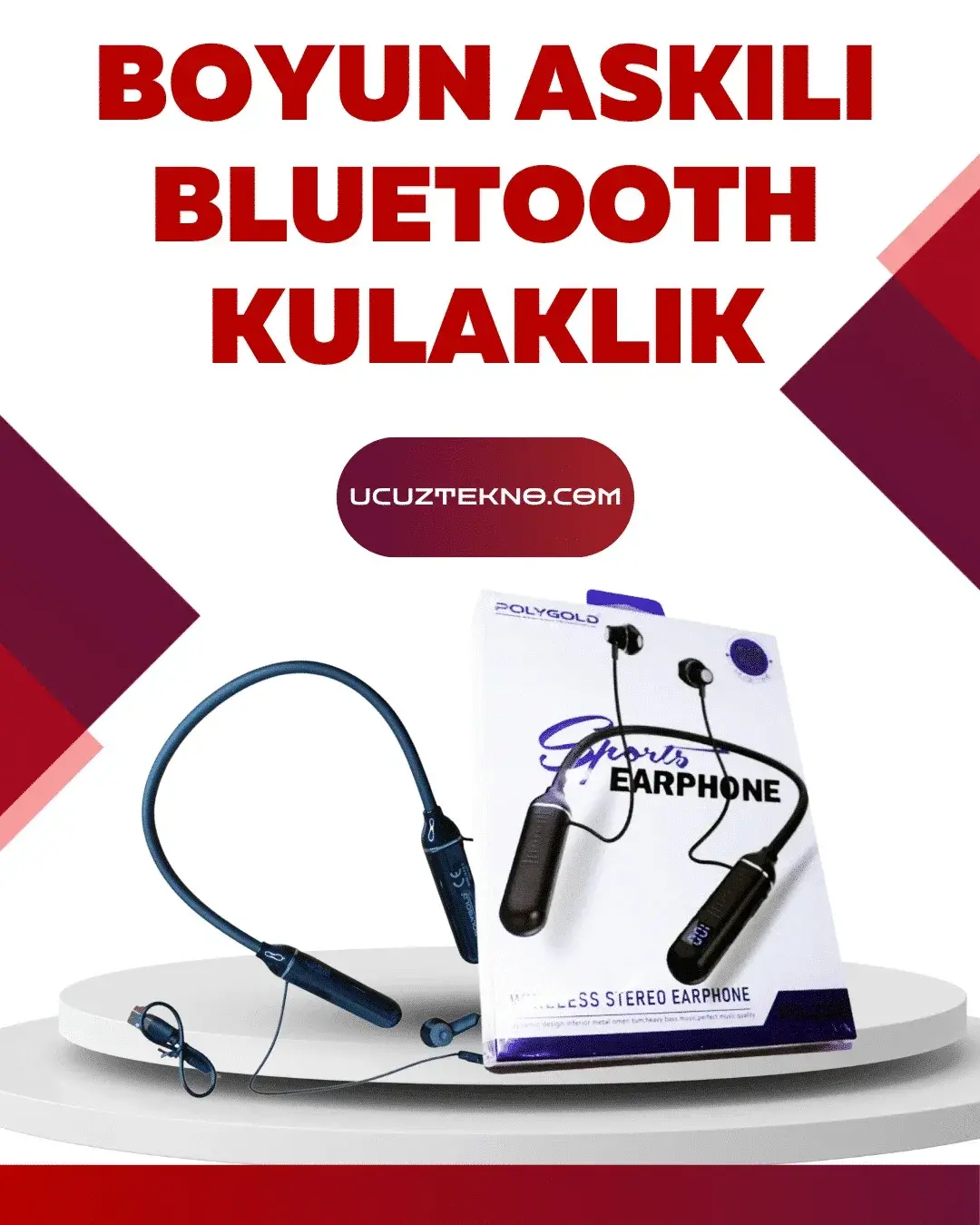Polygold PG-100 Bluetooth Kulaklık – Ergonok Boyun Bantlı Tasarım, Net Ses ve Konfor