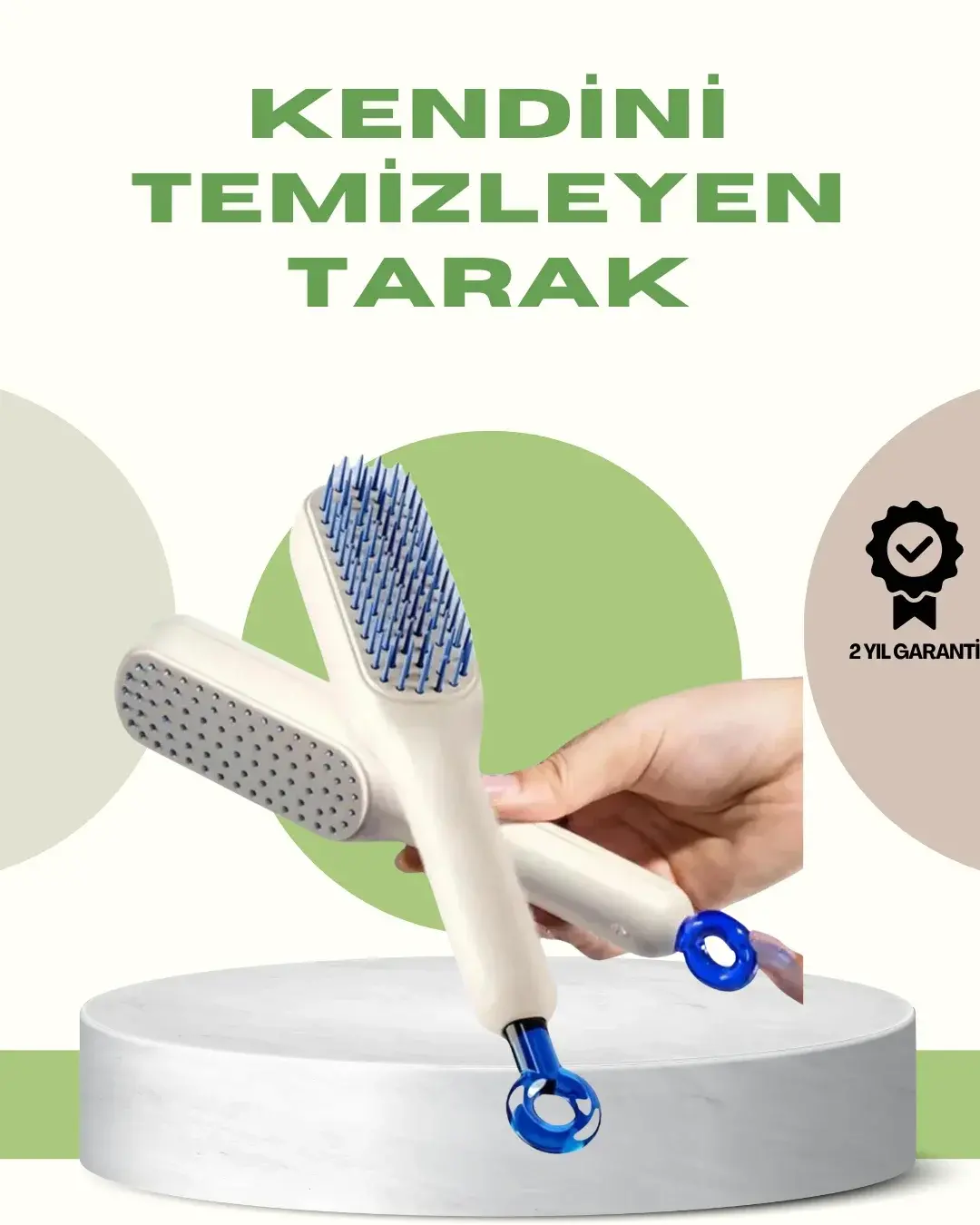 Anti-Statik Saç Tarağı – Kolay Tezlenebilir, Silikon Masaj Uçlu, Kompakt Boyut