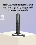 Akım Korumalı Çoklu Priz 4’lü 2 USB 1 Type-C 2500W Güçlü Tasarım-1