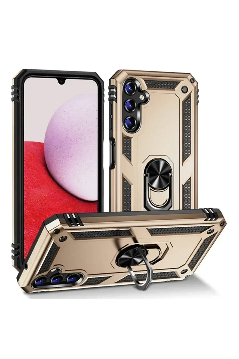 Samsung Galaxy A04S Kılıf Sofya Yüzüklü Silikon Kapak - Gold