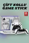 Çift Oyun Kollu 4K HD Ekran Nostaljik 20.000 Oyunlu Beyaz Game Stick-1