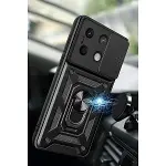 Xiao Poco X6 Pro Kılıf Pars Lens Yüzüklü Silikon - Yeşil-2