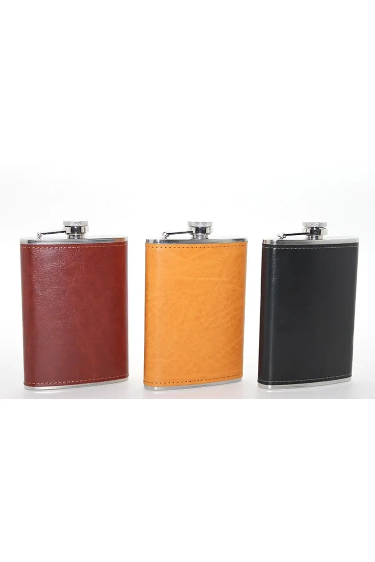 Paslanmaz Çelik Tekli 9 Oz Derili Matara Alk2662