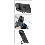 Samsung Galaxy S24 Fe Kılıf Joy Lens Standlı Kapak - Koyu Yeşil-2